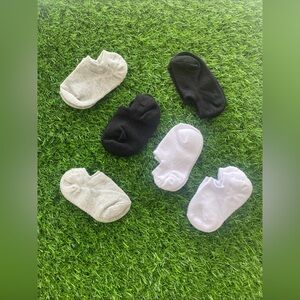 JORMATT Toddler No Show Socks Anti Slip Grips 6 Pairs Black White Gray Size 3-4T